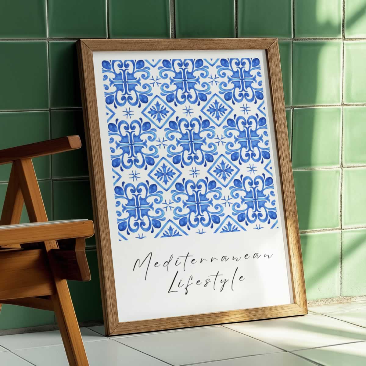 Mediterranean Lifestyle Blue Tile Mosaic Wall Art For The Room