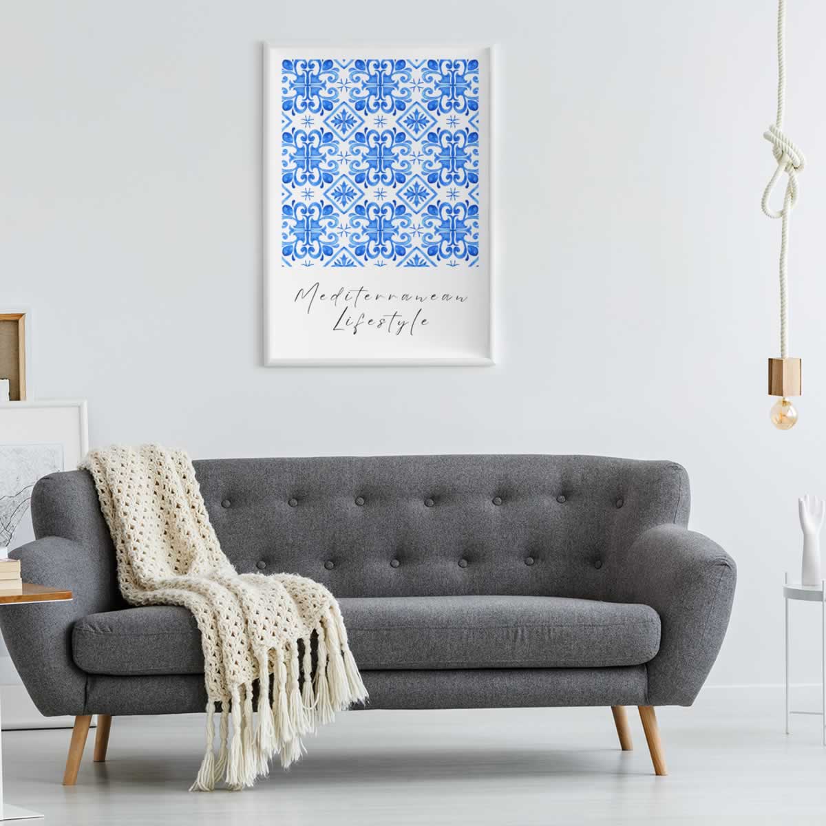 Mediterranean Lifestyle Blue Tile Mosaic Travel Art Print