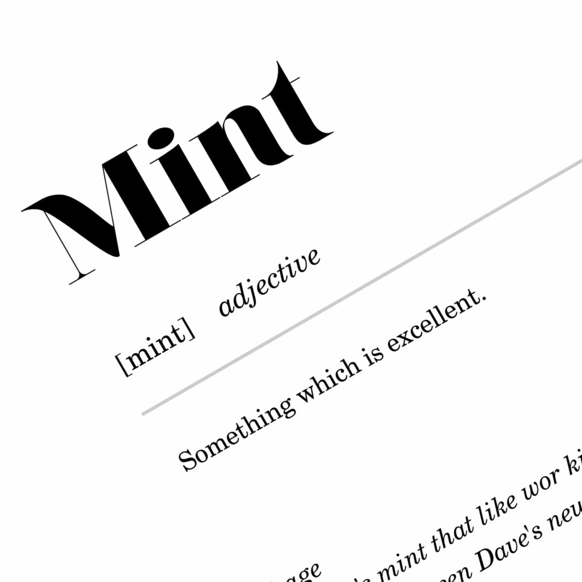 Mint Geordie Definition Print Close Up