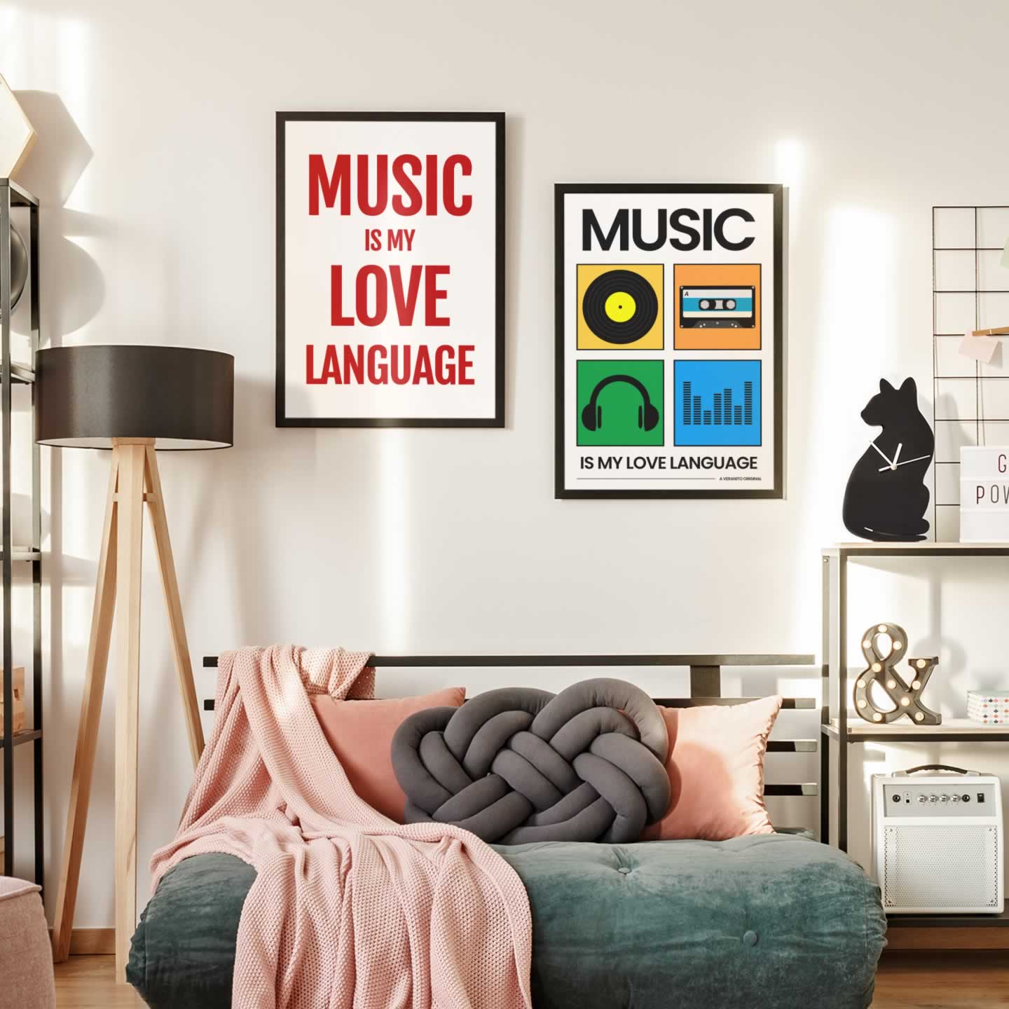 Music Is My Love Language Set Of 2 Prints in the bedroom