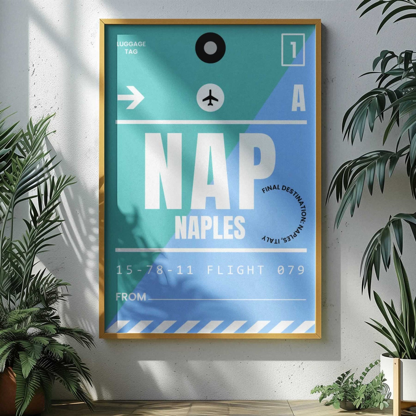 Naples Luggage Tag Travel Wall Art