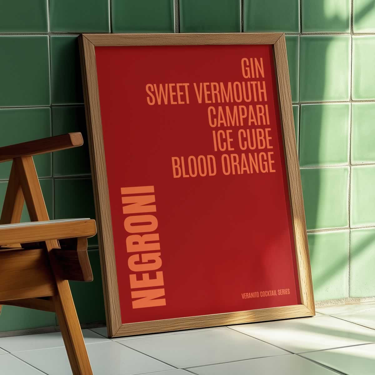 Negroni Cocktail Typography Print For the Kitchen