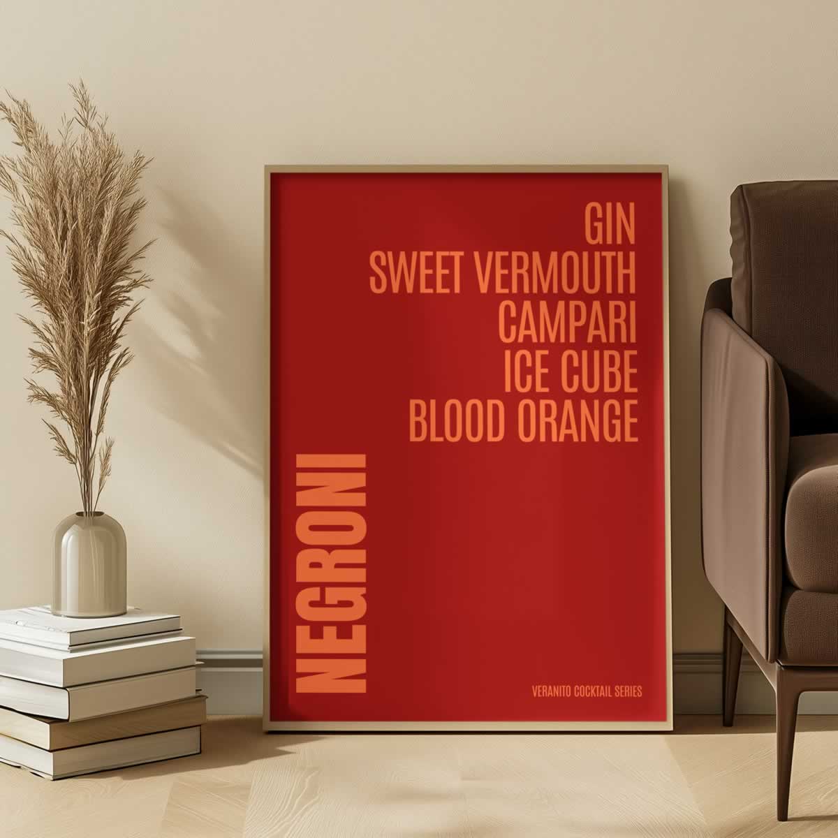 Negroni Cocktail Typography Poster Print