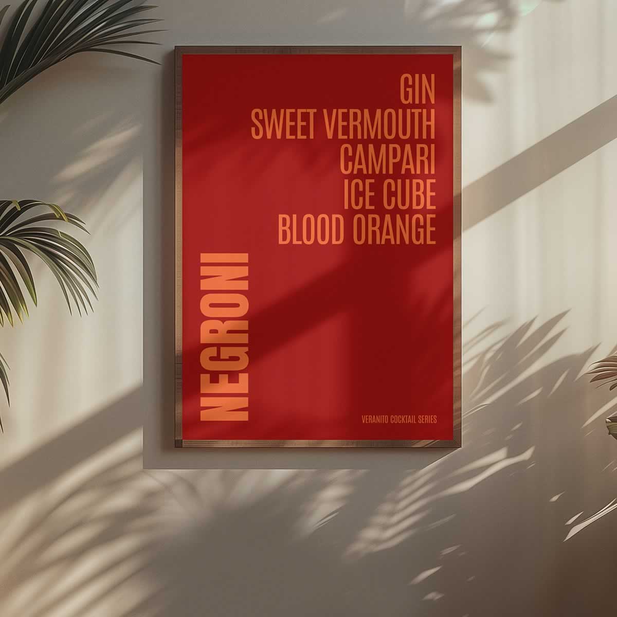 Negroni Cocktail Typography Wall Art