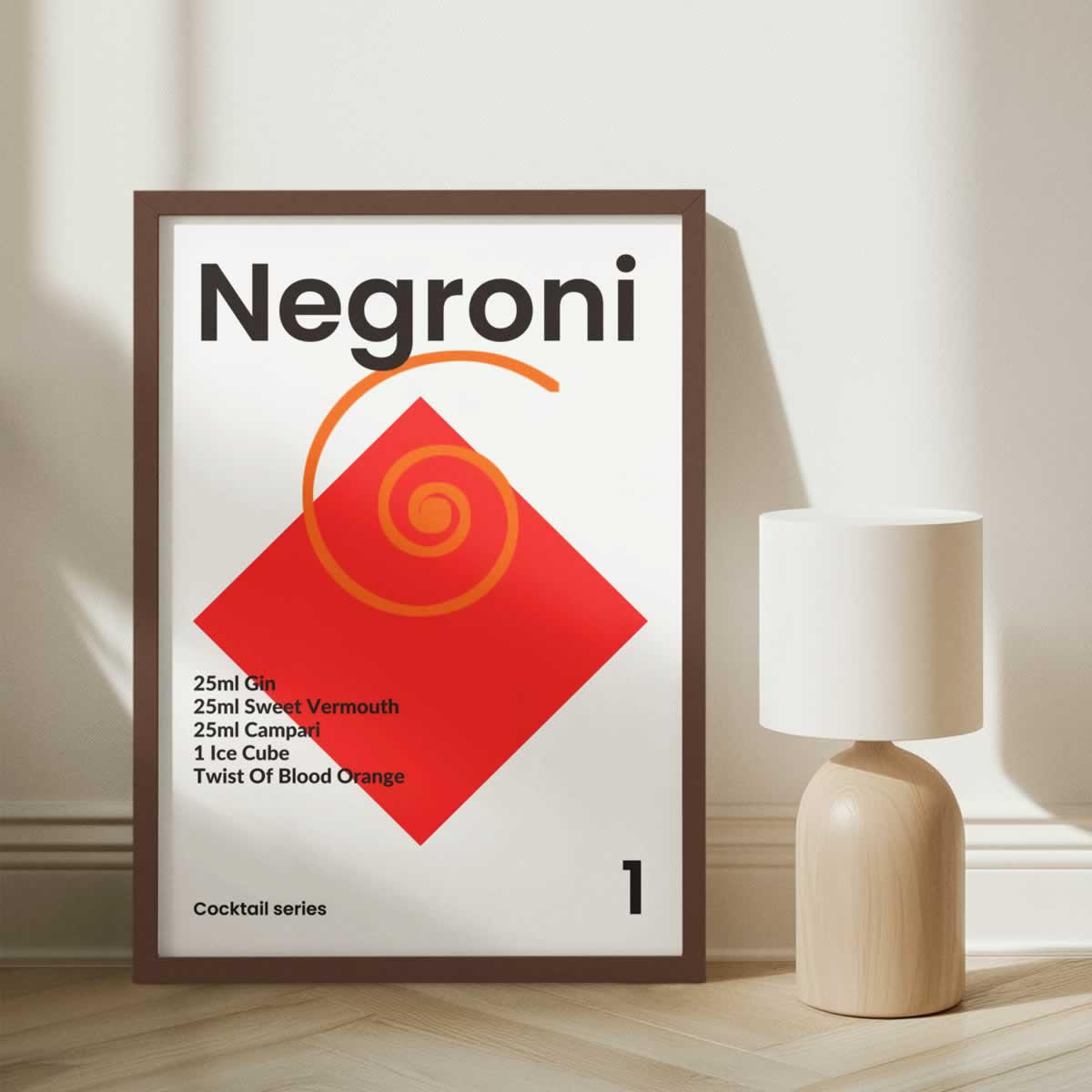 Negroni Cocktail Print For Kitchen