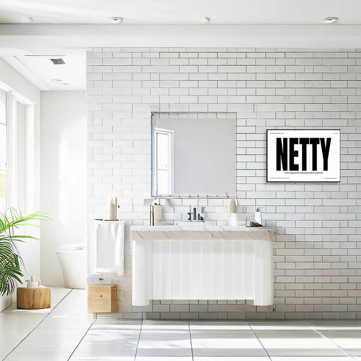Netty Geordie Dialect Print In The Bathroom
