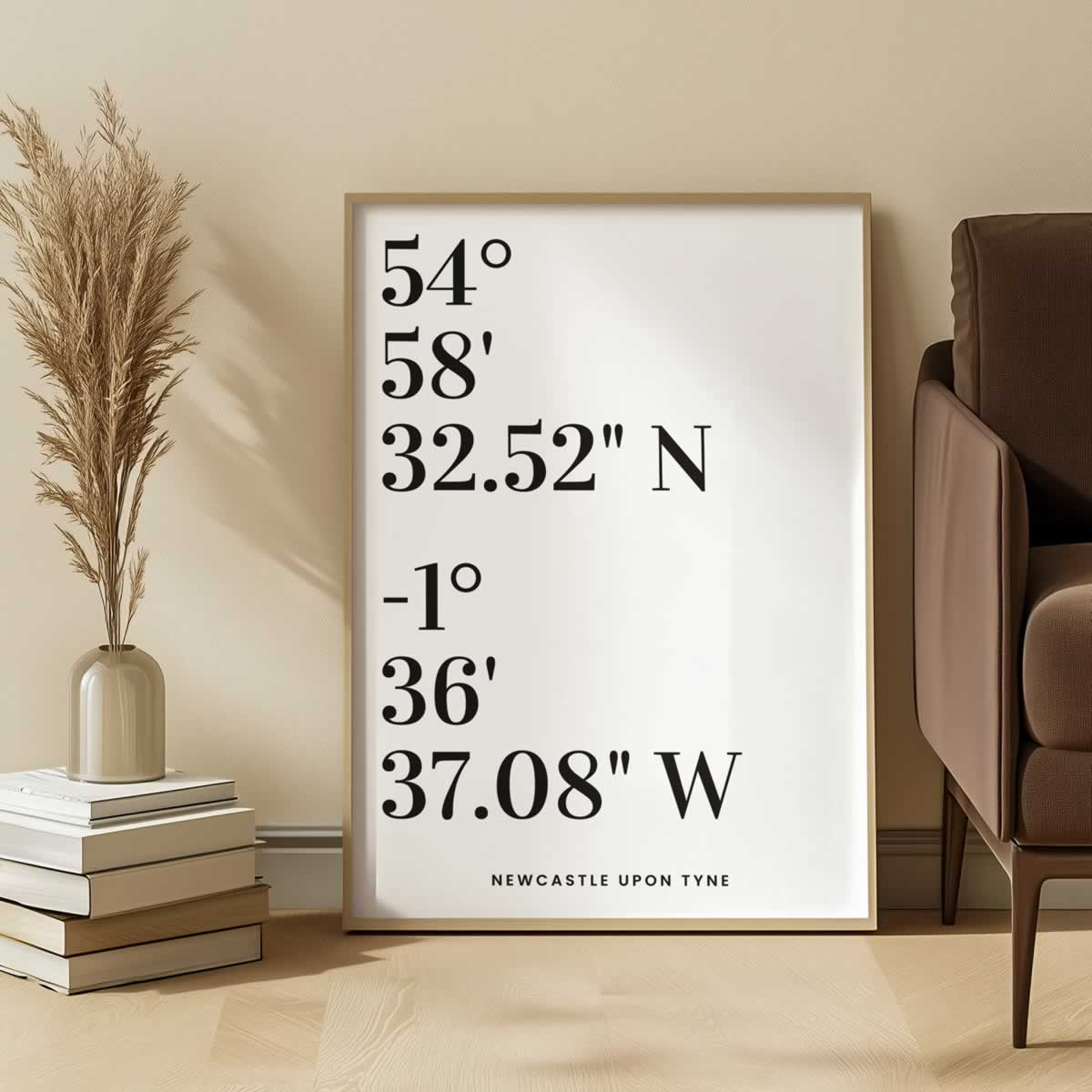 Newcastle Map Coordinates Wall Art