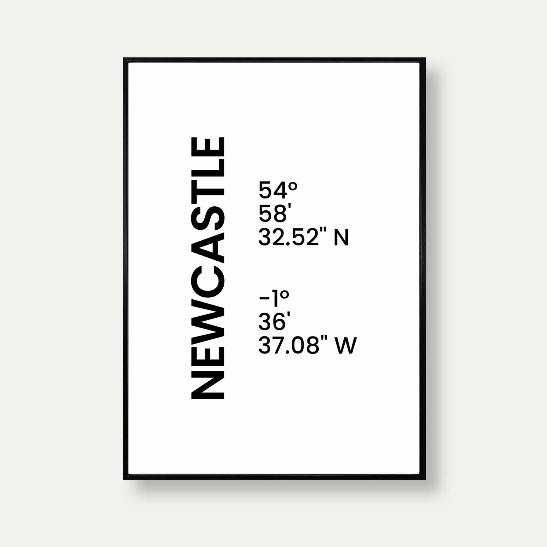 Newcastle Minimalist Coordinates Print