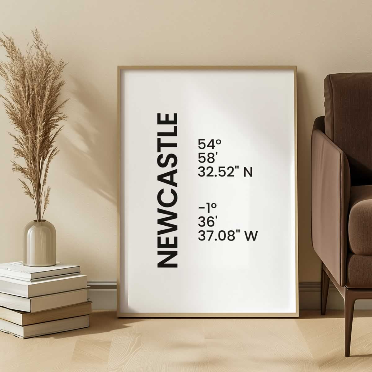Newcastle Minimalist Modern Coordinates Wall Art