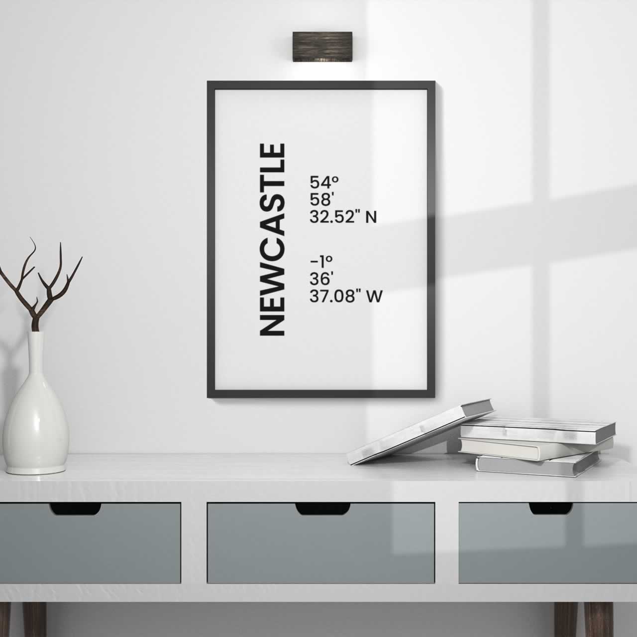 Newcastle Modern Minimalist Coordinates Print
