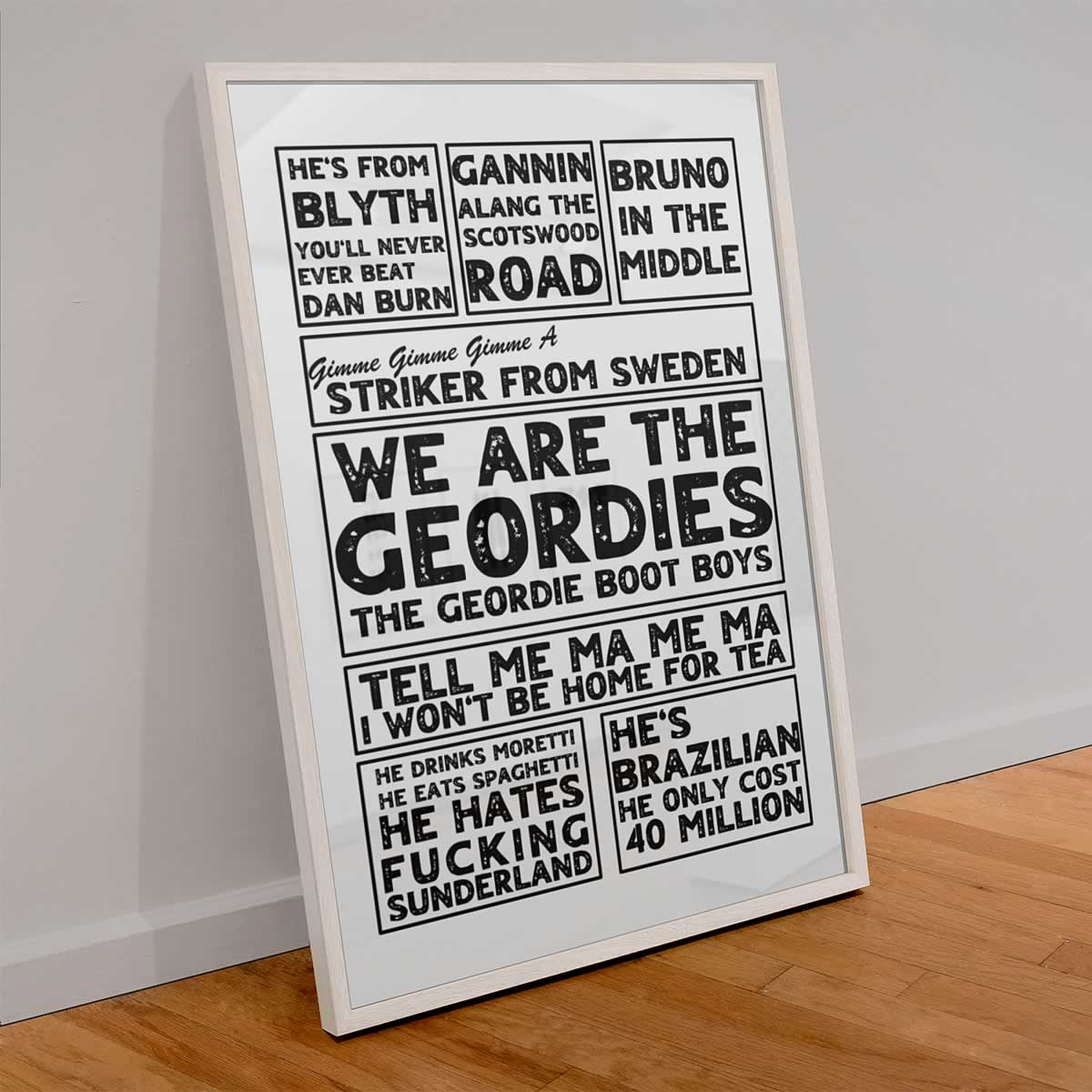 Newcastle Football Fan Chants Wall Art