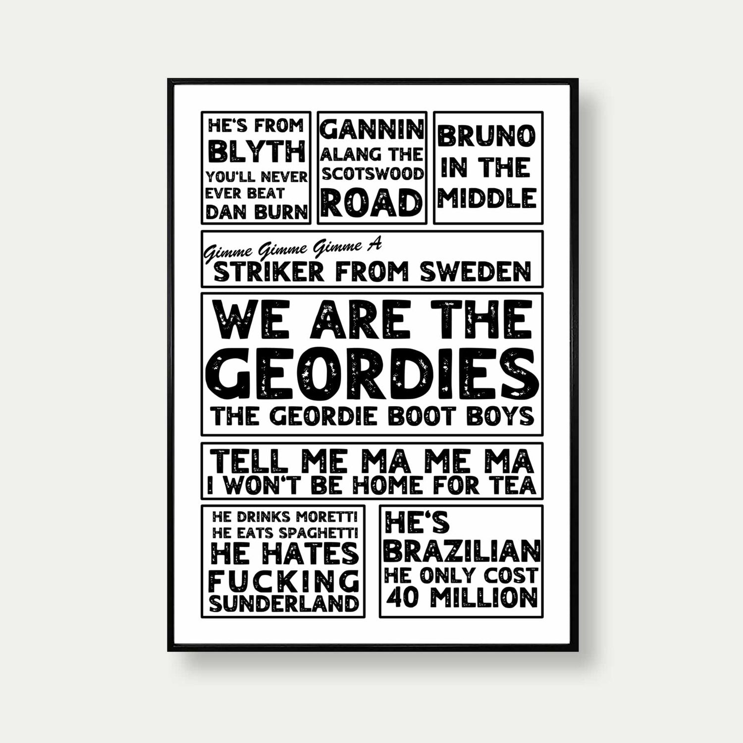 Newcastle Football Fan Chants Poster