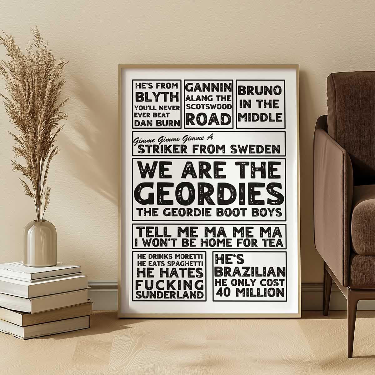 Newcastle Football Fan Chants Art Print