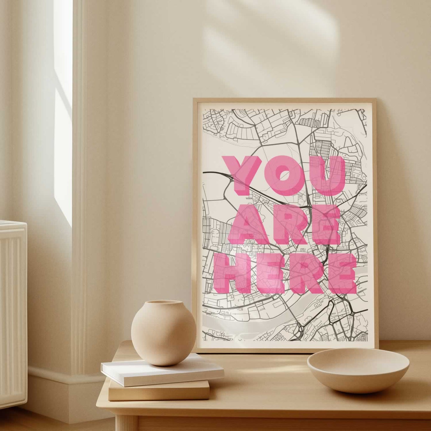 Newcastle Map Wall Art You Are Here Print