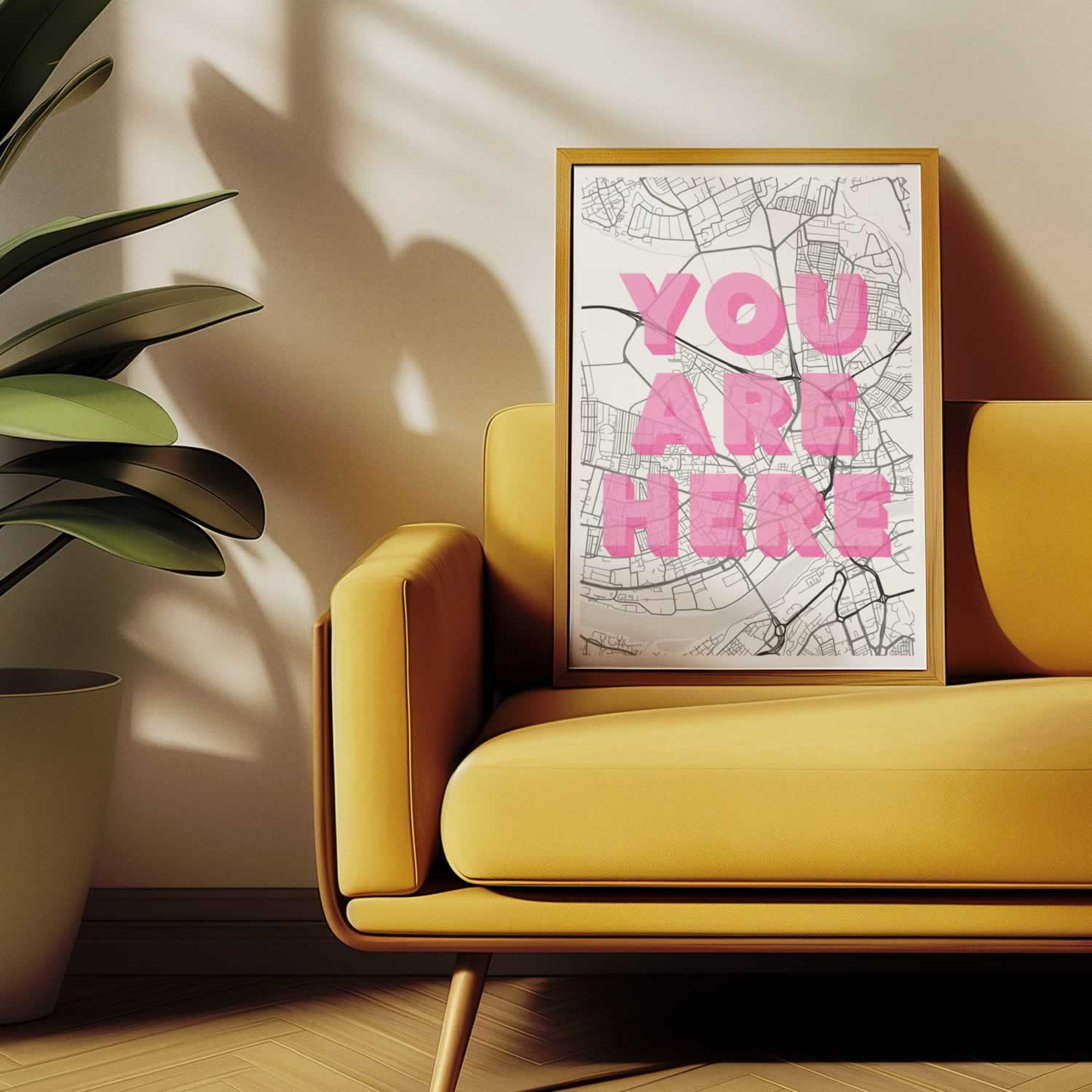 Wall Art For Newcastle Living Room - You Are Here Map Print