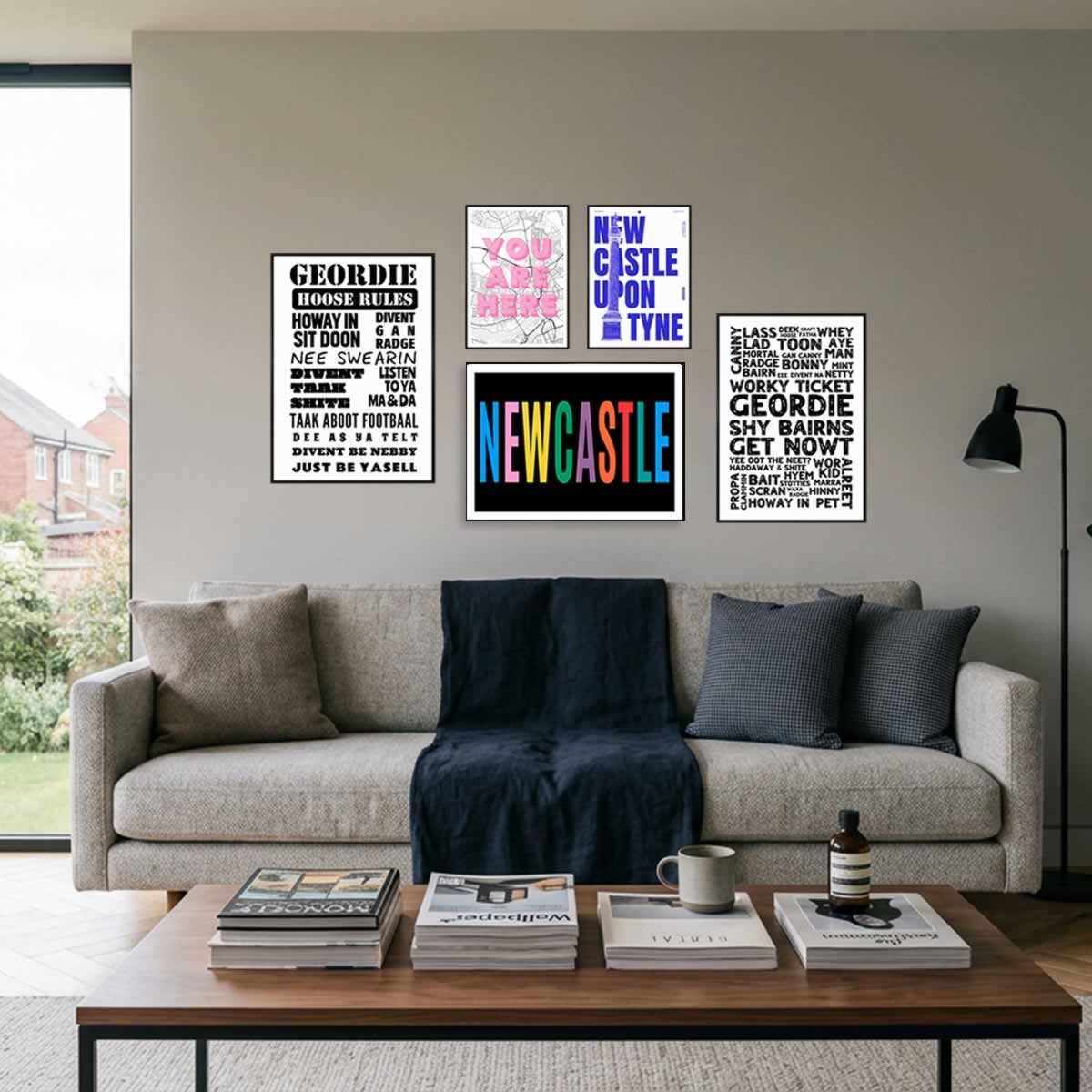 Newcastle Colourful Typography Print In The Living Room