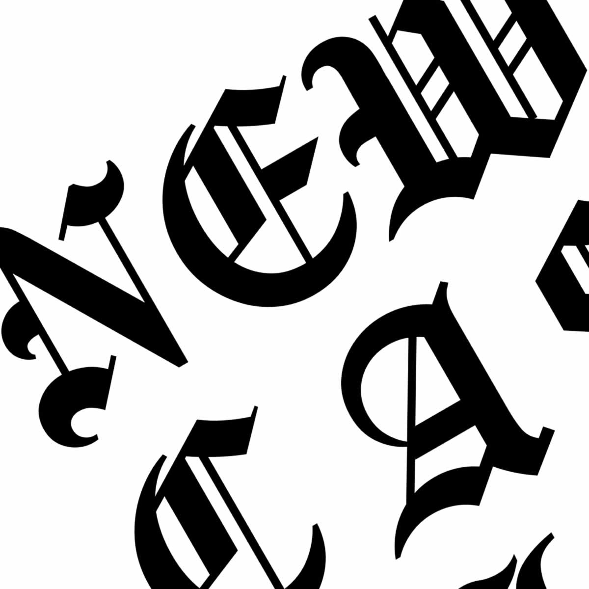 Newcastle Old English Typography Print Close Up