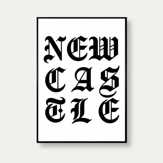Newcastle Old English Typography Print