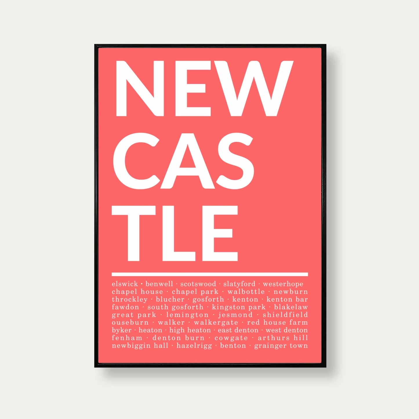 Areas Of Newcastle Print In Red