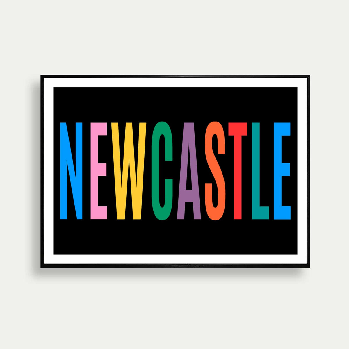 Newcastle Colourful Typography Print