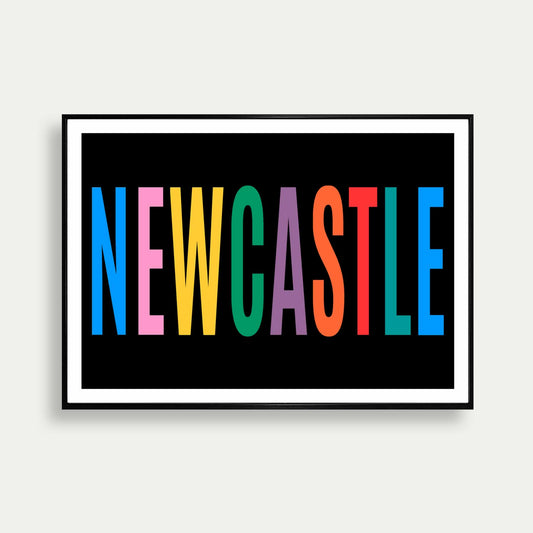 Newcastle Colourful Typography Print