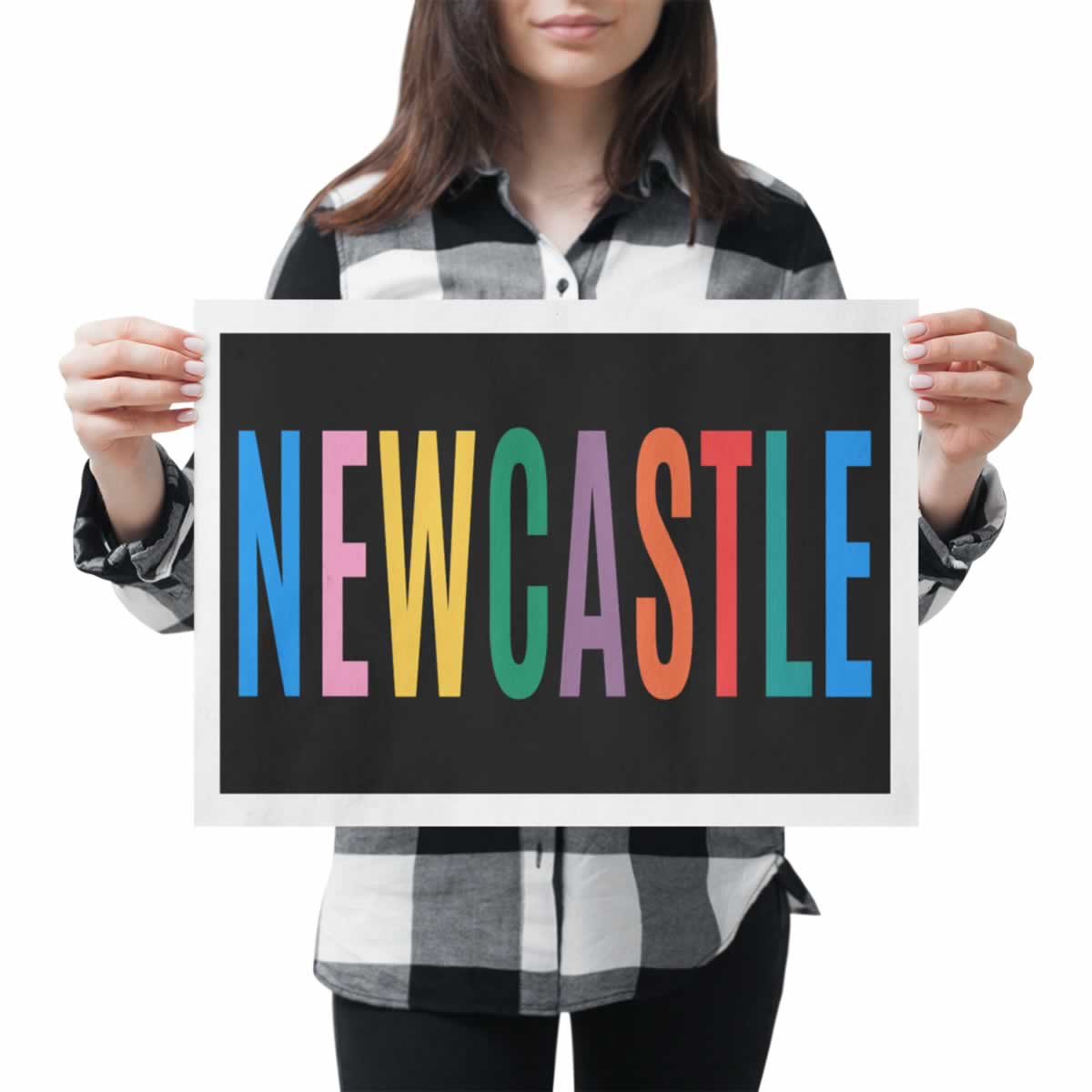 Newcastle Colourful Typography Print In Hand