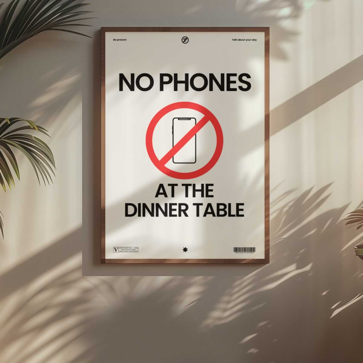 No Phones At The Dinner Table Kitchen Wall Art