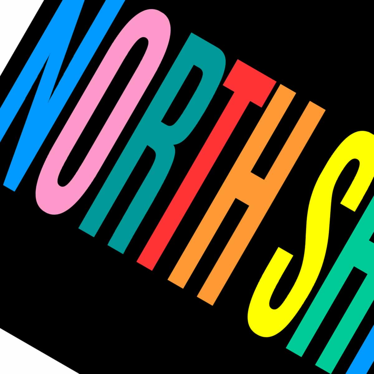 North Shields Colourful Typography Print Close Up