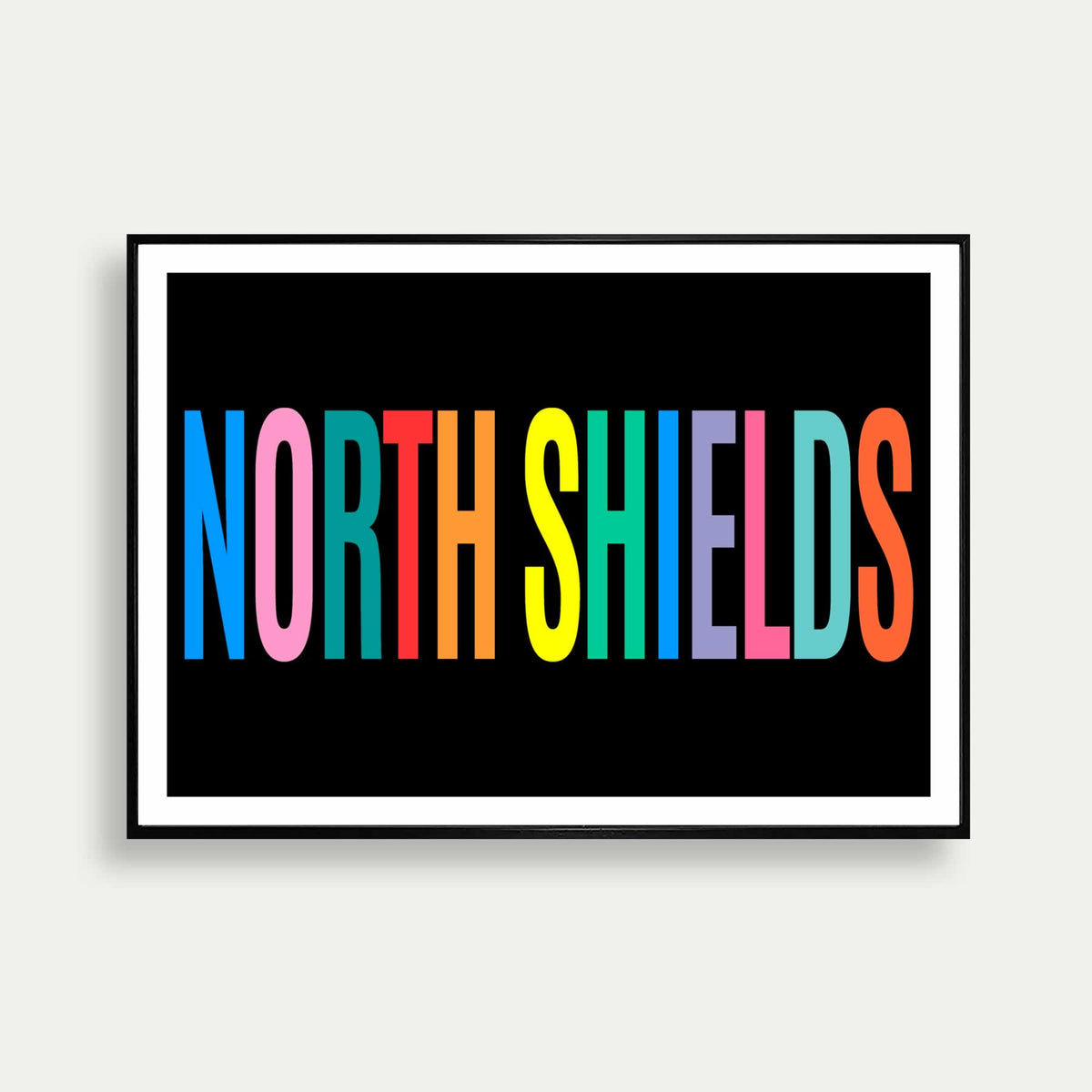 North Shields Colourful Typography Print