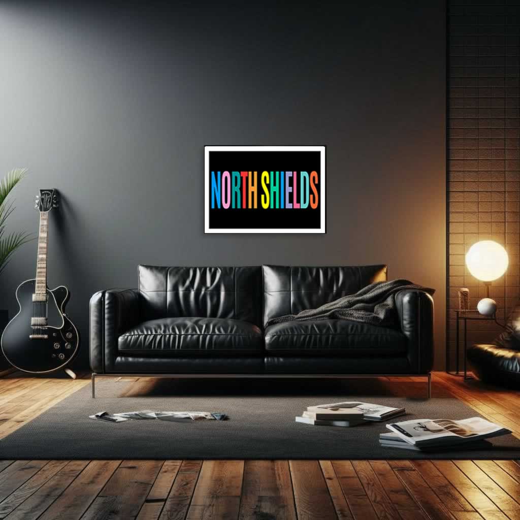 North Shields Colourful Typography Print In The Living Room