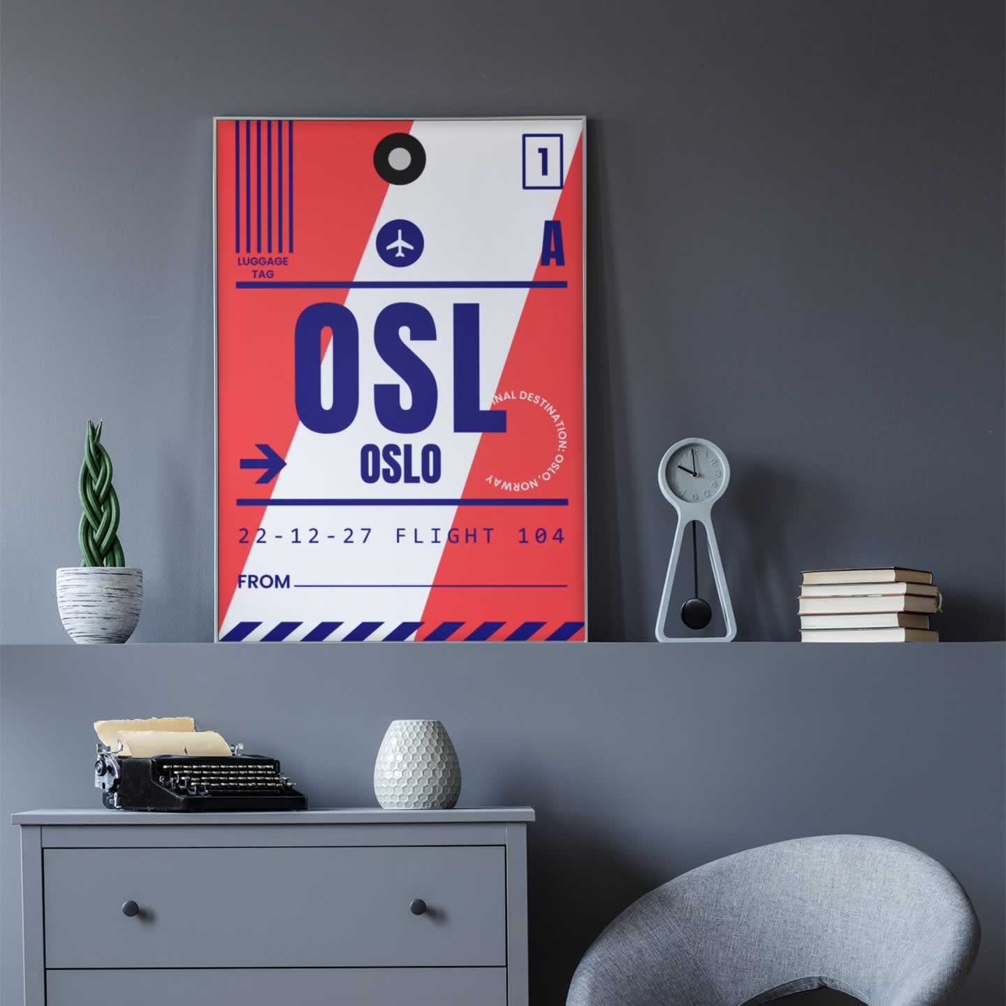 Oslo Luggage Tag Travel Wall Art