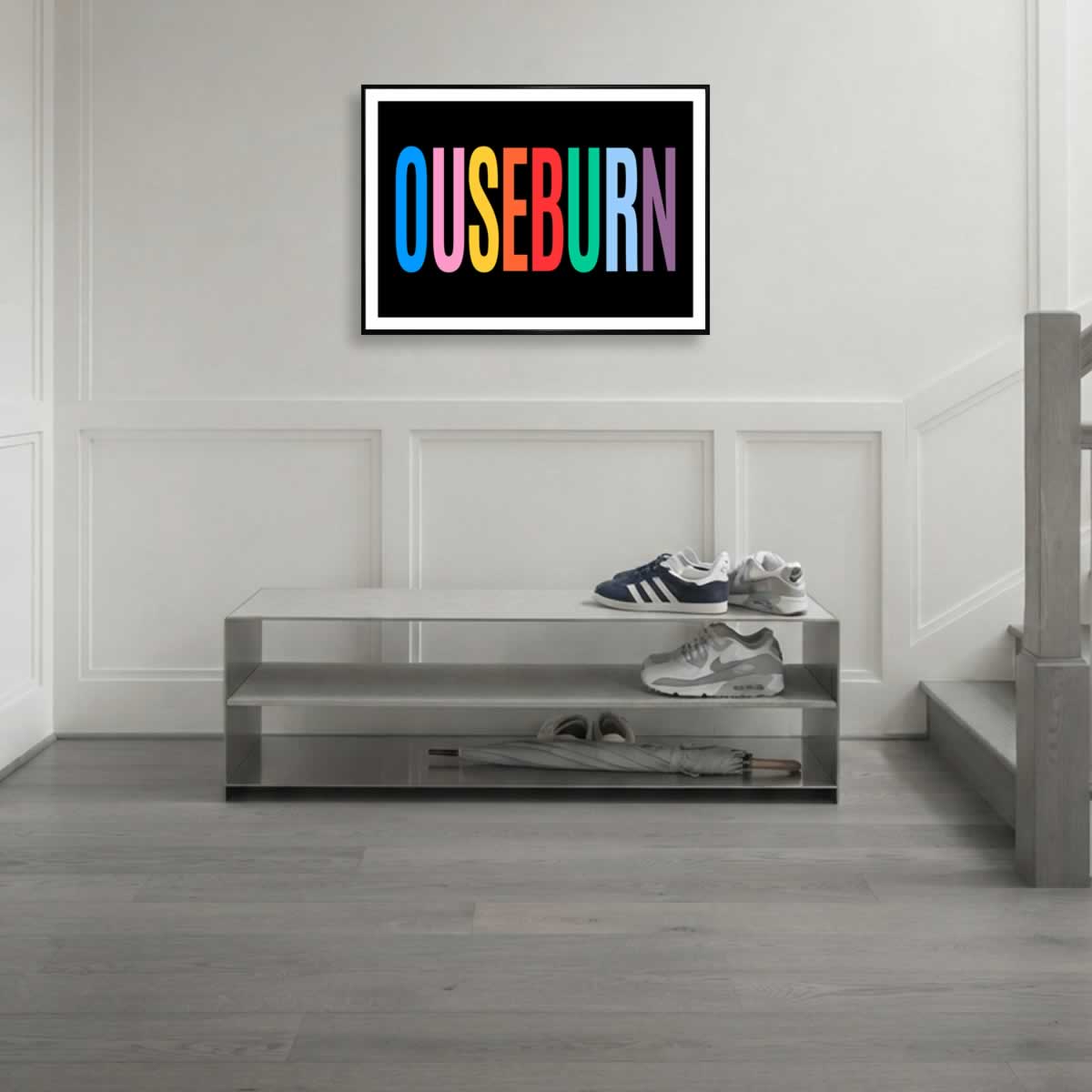 Ouseburn Newcastle Colourful Typography Print In The Hallway