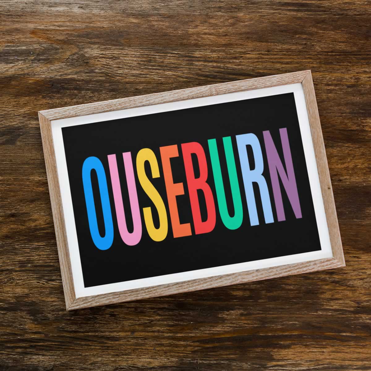 Ouseburn Newcastle Colourful Typography Print Framed