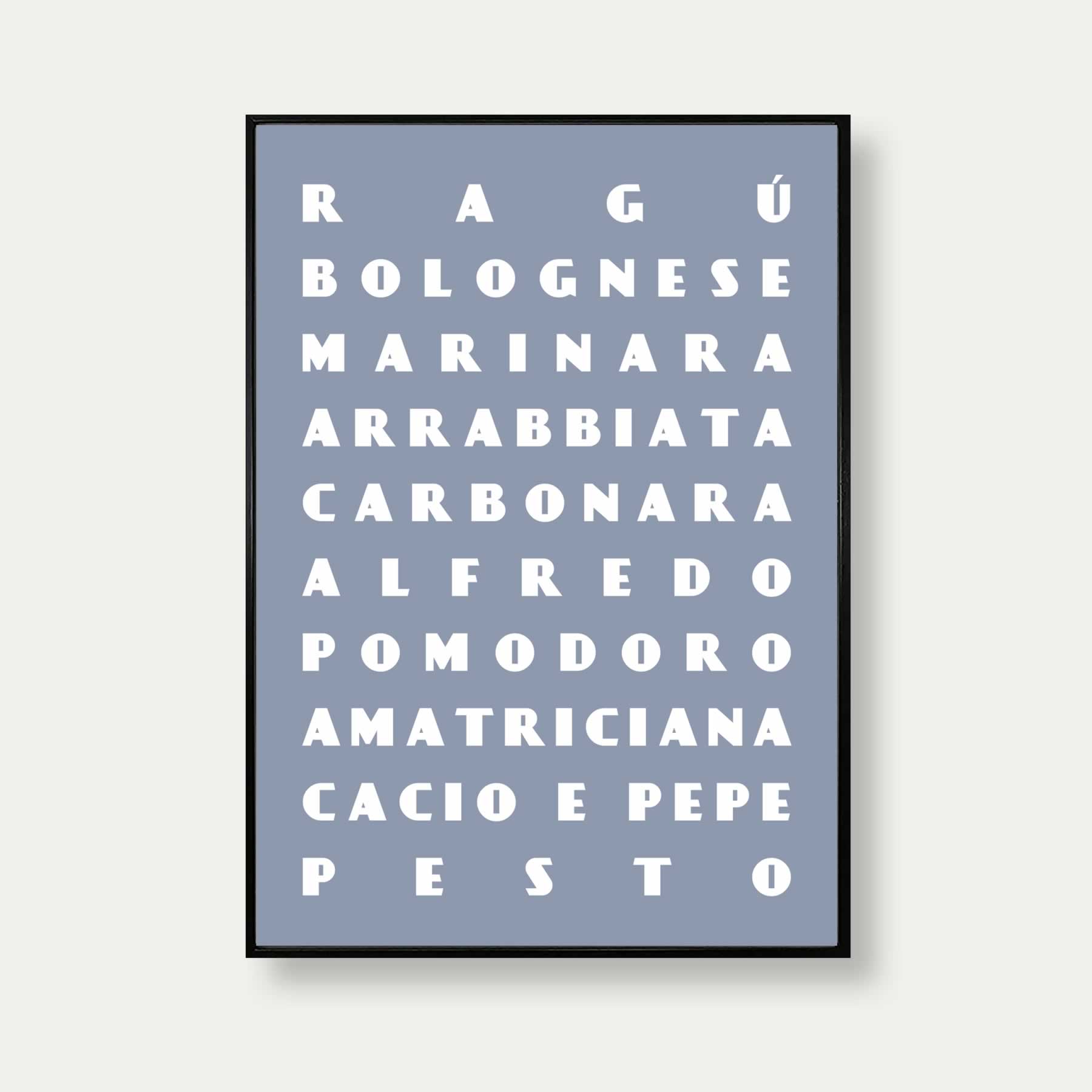 Pasta Sauces Art Print In Grey