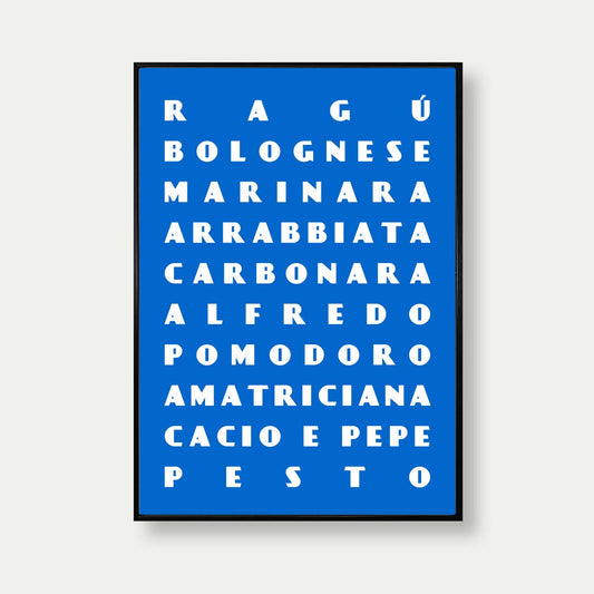 Pasta Sauces Art Print In Blue