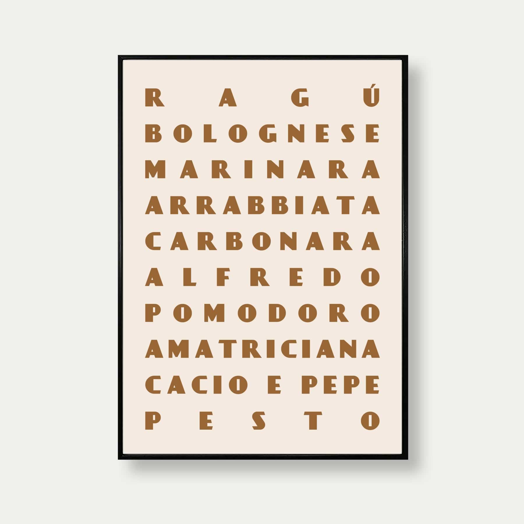 Pasta Sauces Art Print In Beige