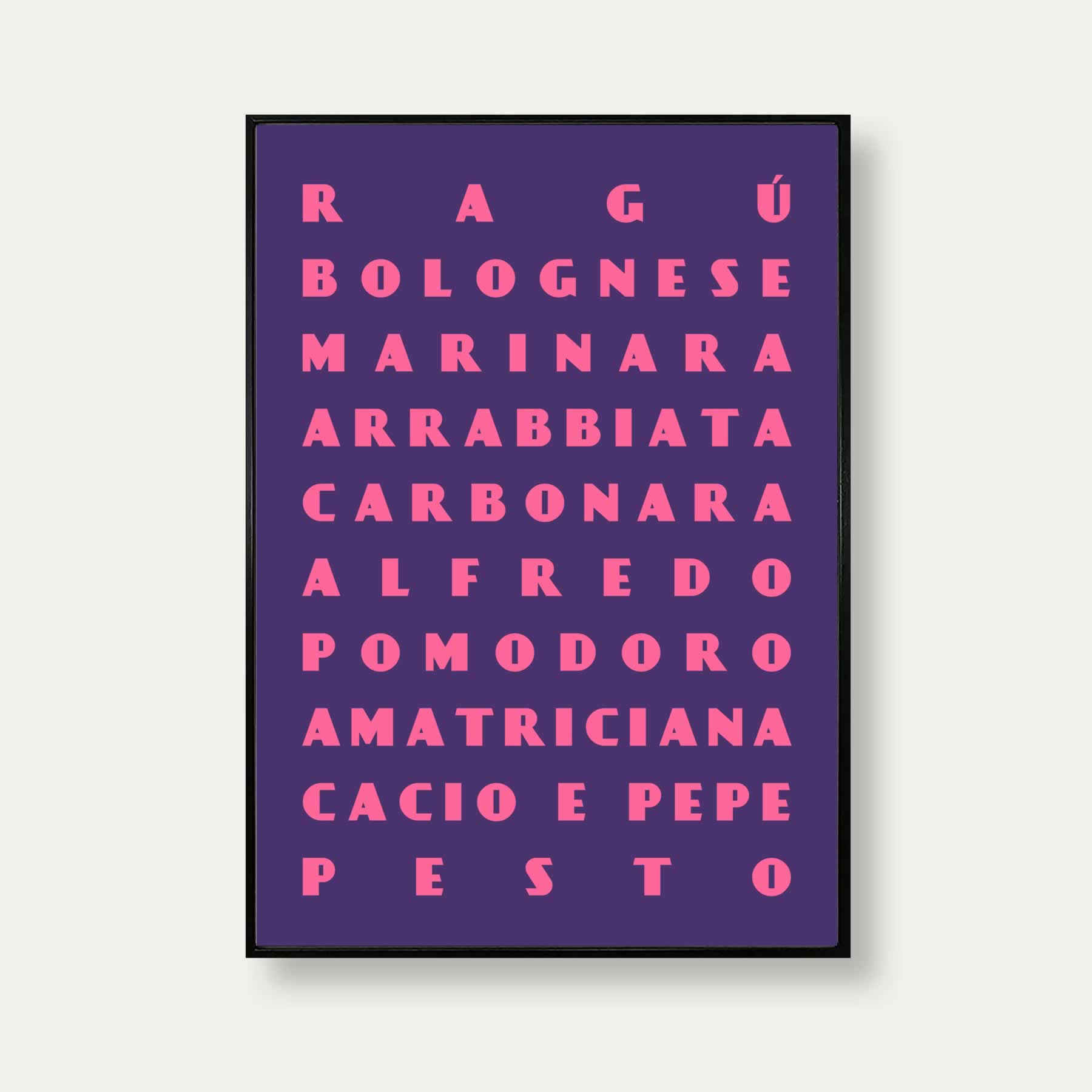 Pasta Sauces Art Print In Purple