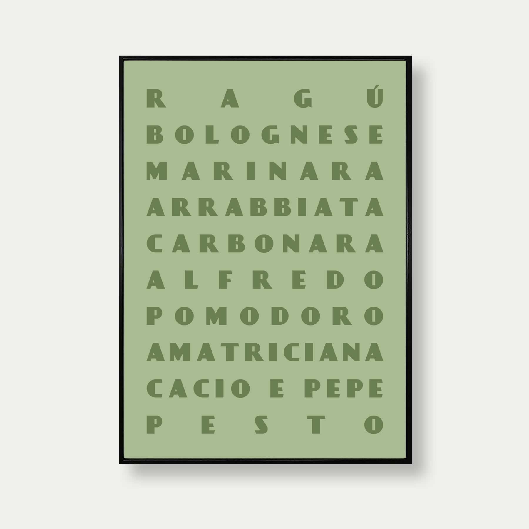 Pasta Sauces Art Print In Green