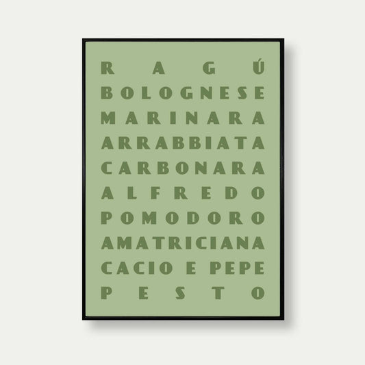 Pasta Sauces Art Print In Green
