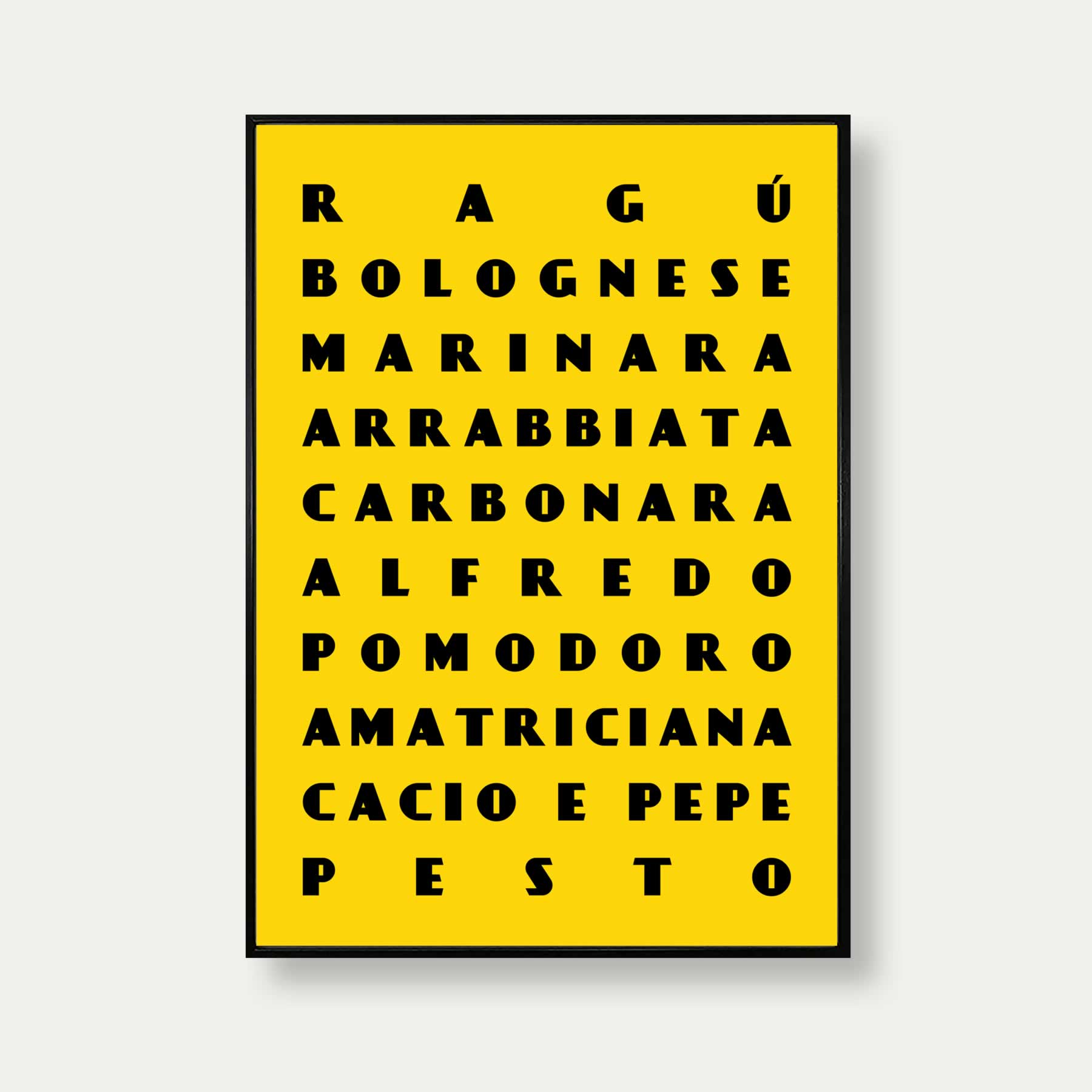 Pasta Sauces Art Print In Yellow