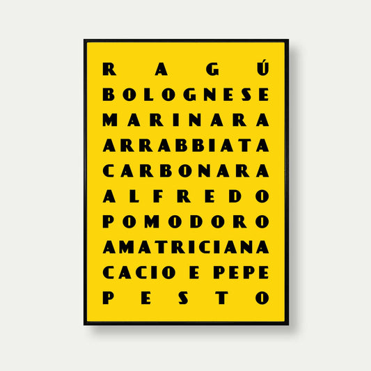 Pasta Sauces Art Print In Yellow