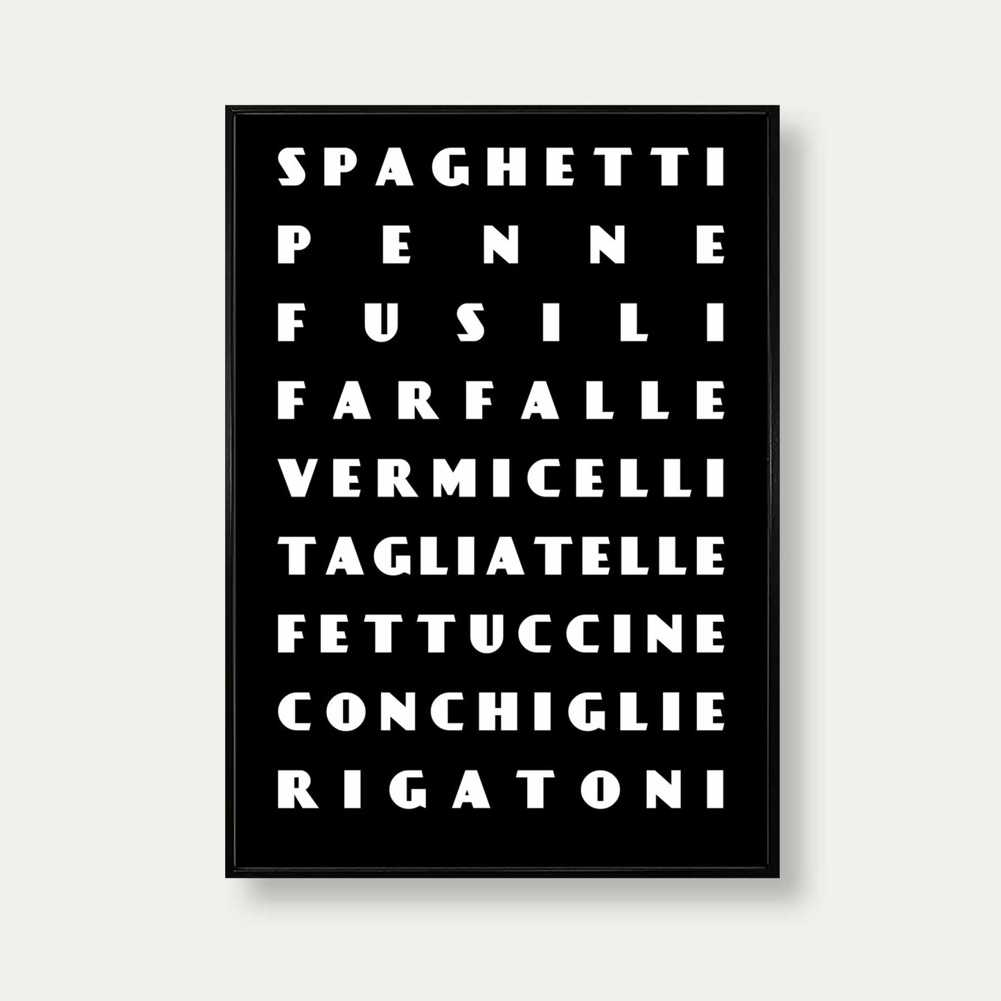 Pasta Shapes Art Print In Black