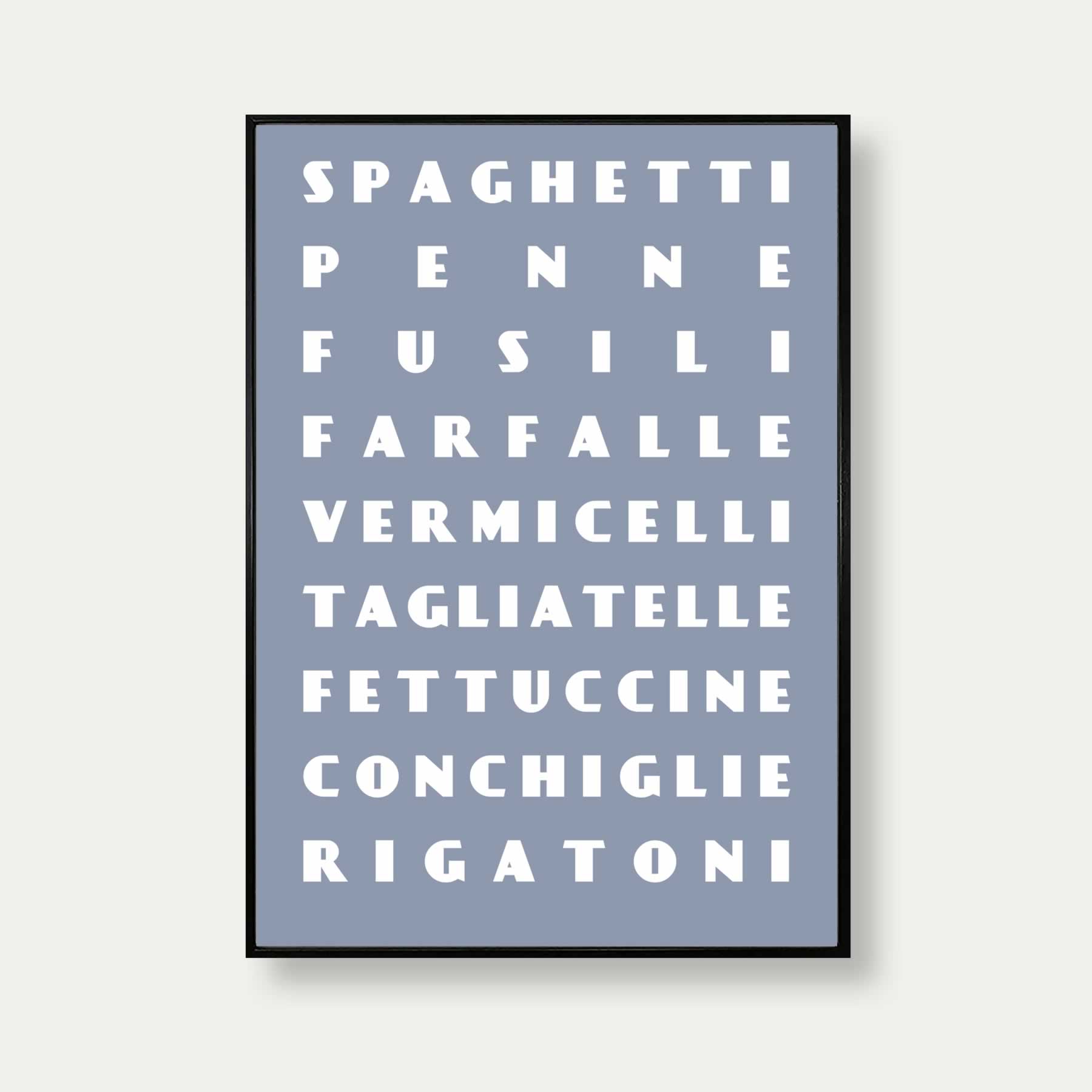 Pasta Shapes Art Print In Grey