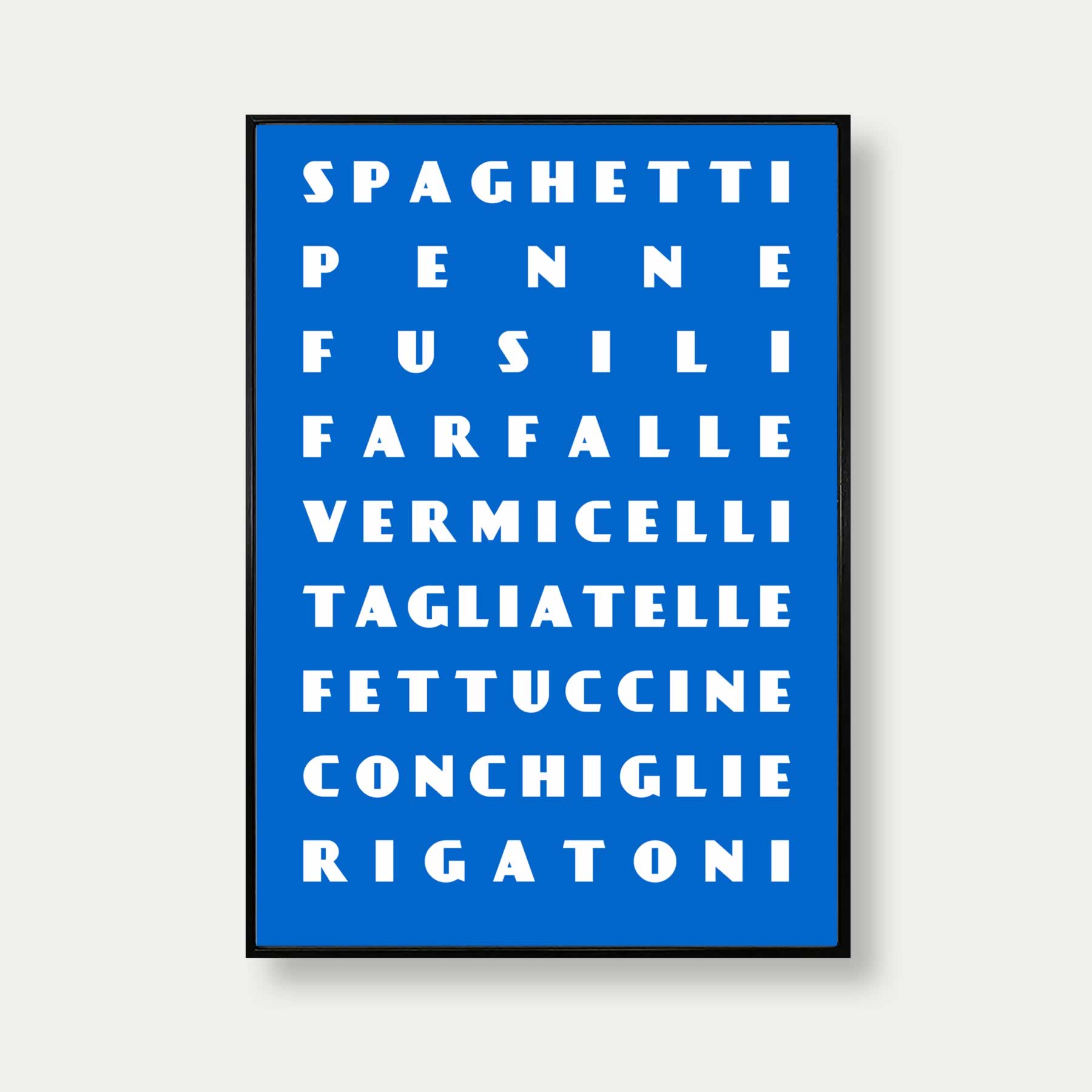 Pasta Shapes Art Print In Blue