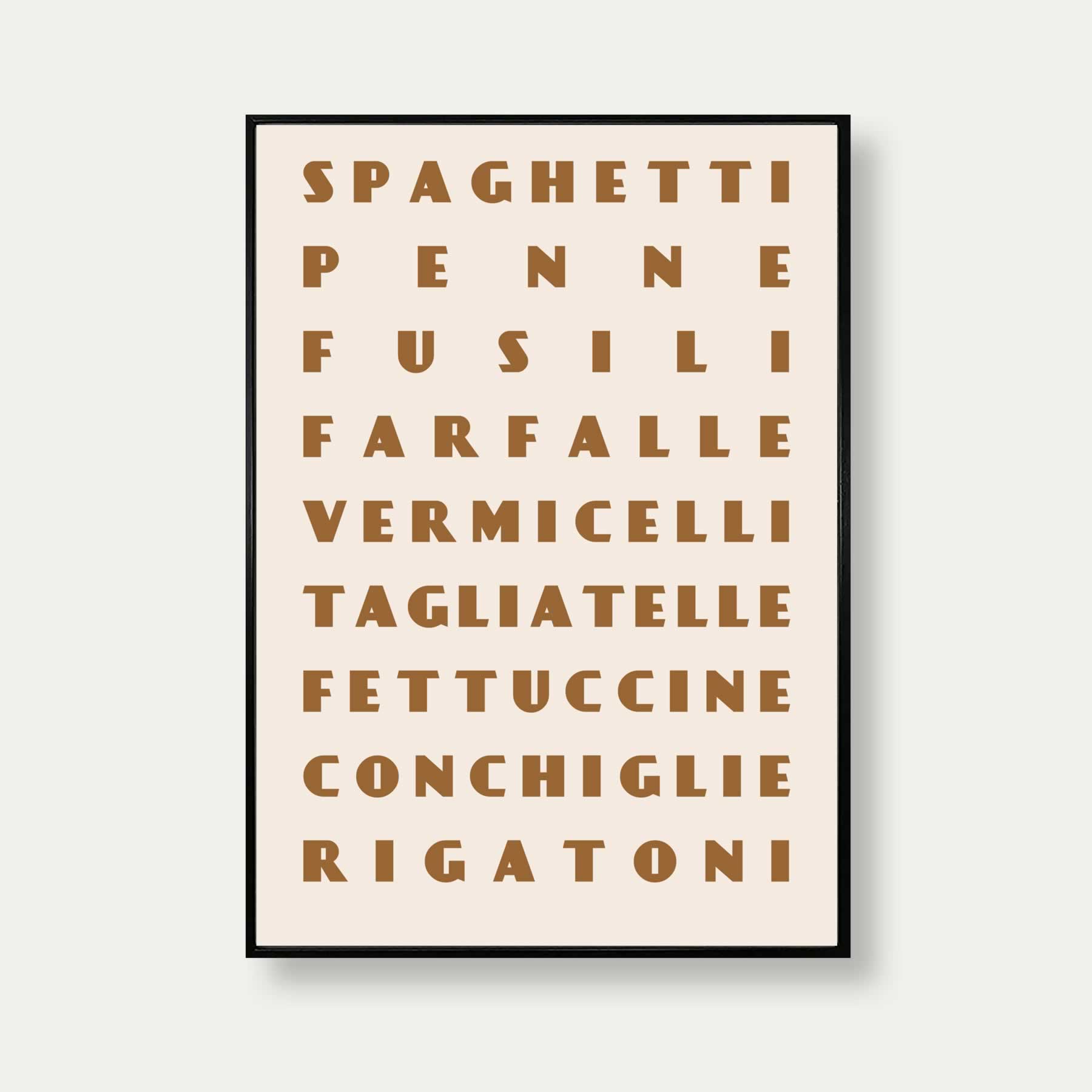 Pasta Shapes Art Print In Beige