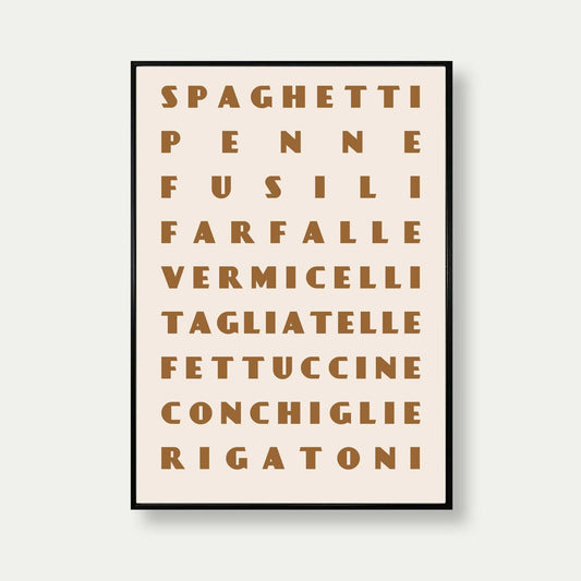 Pasta Shapes Art Print In Beige