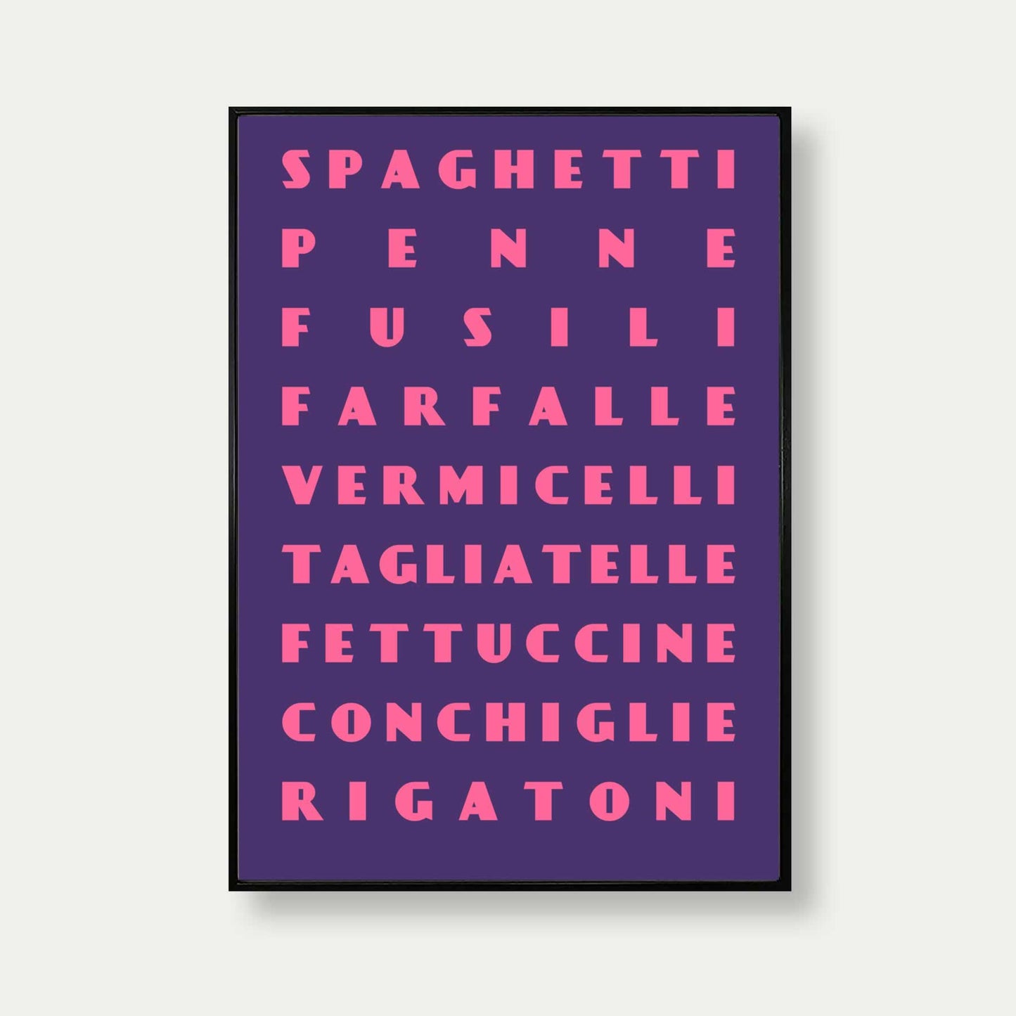 Pasta Shapes Art Print In Purple