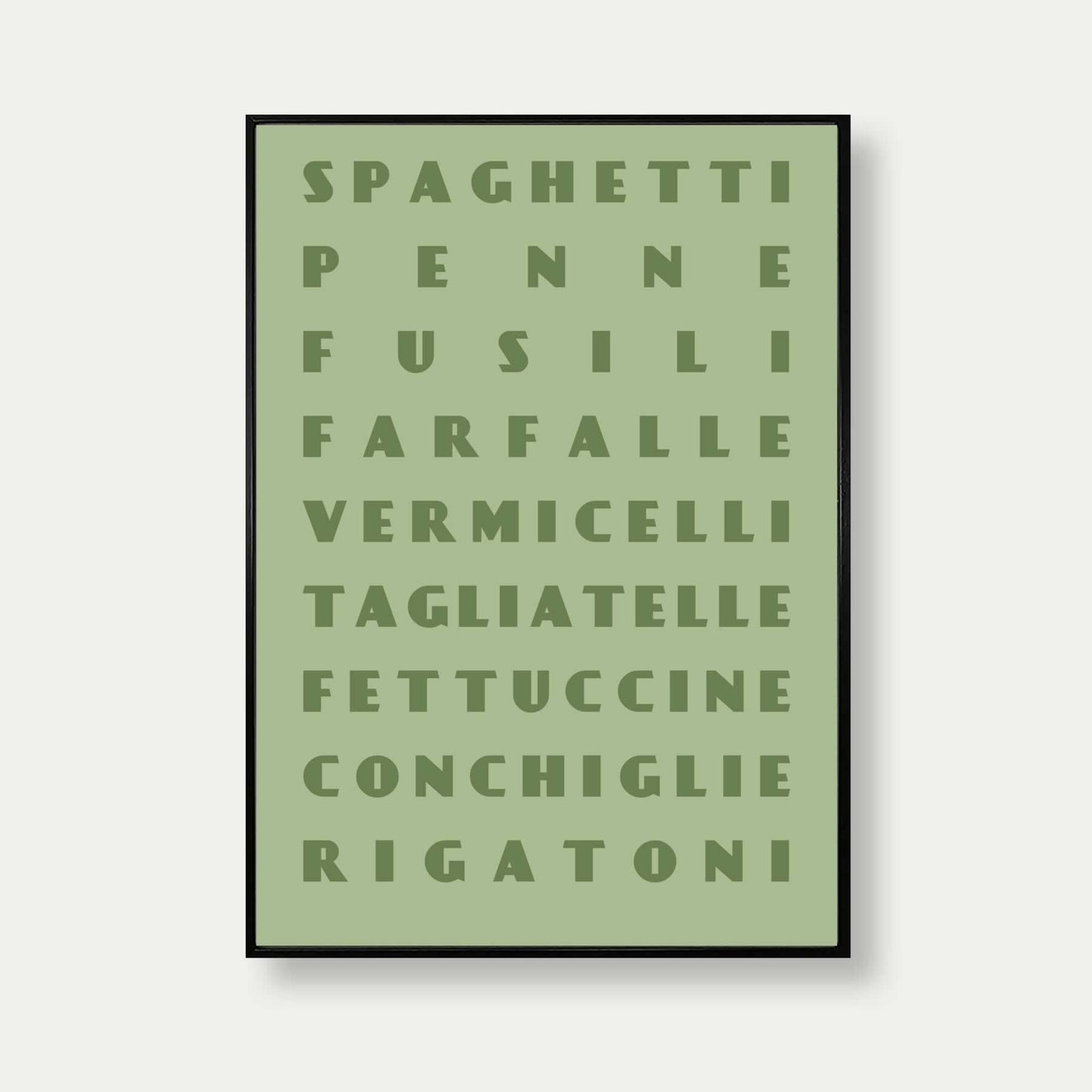 Pasta Shapes Art Print In Green
