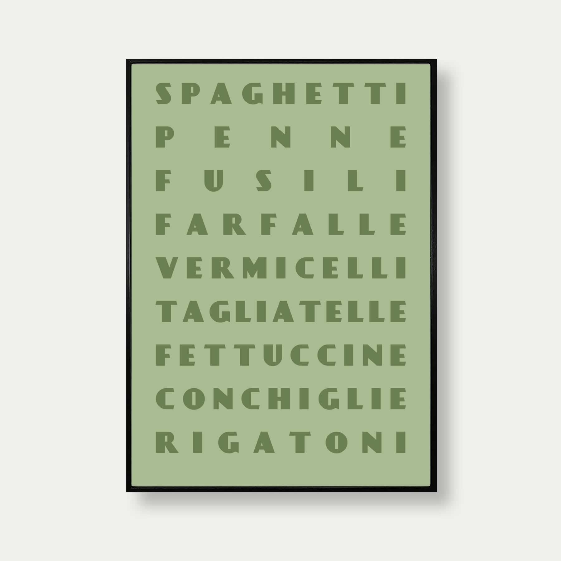 Pasta Shapes Art Print In Green