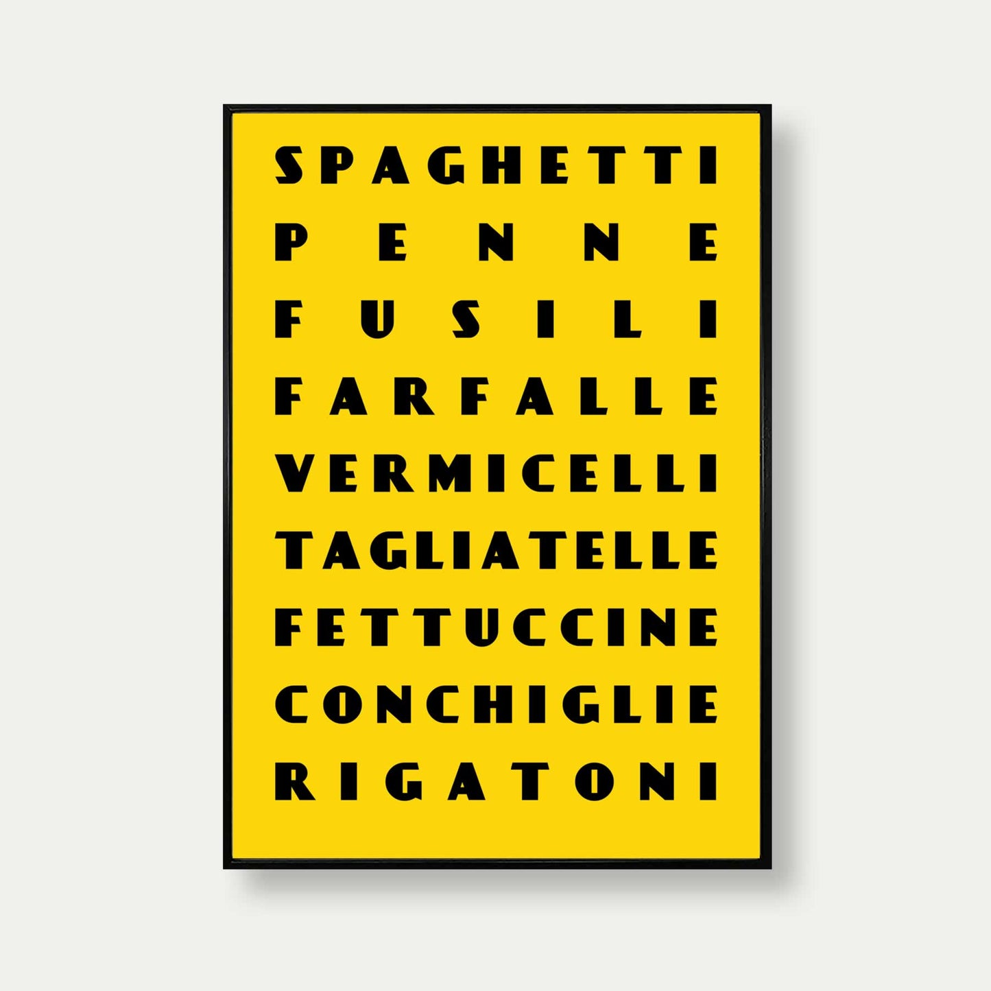 Pasta Shapes Art Print In Yellow